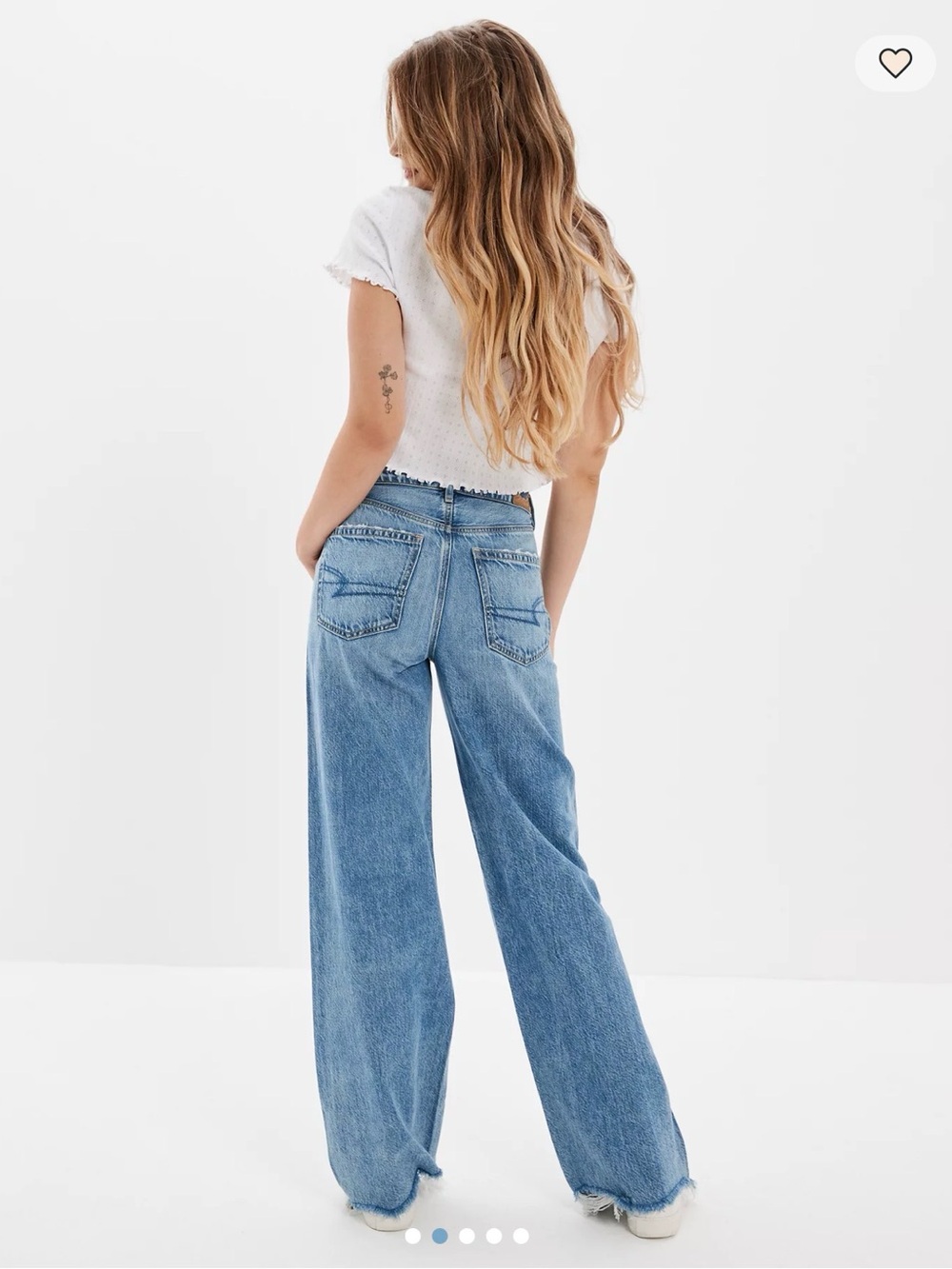 AE Super High-Rise Baggy Wide Leg Women's Jeans in Light Blue - Picture 2 of 11